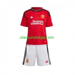 Camisola Manchester United Criança Equipamento Primeiro 2023-2024 Manga Curta